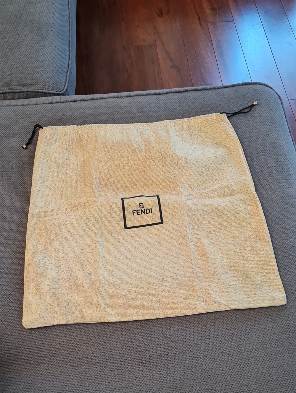 Fendi Yellow-Mustard Tone Drawstring Dust Bag with Logo